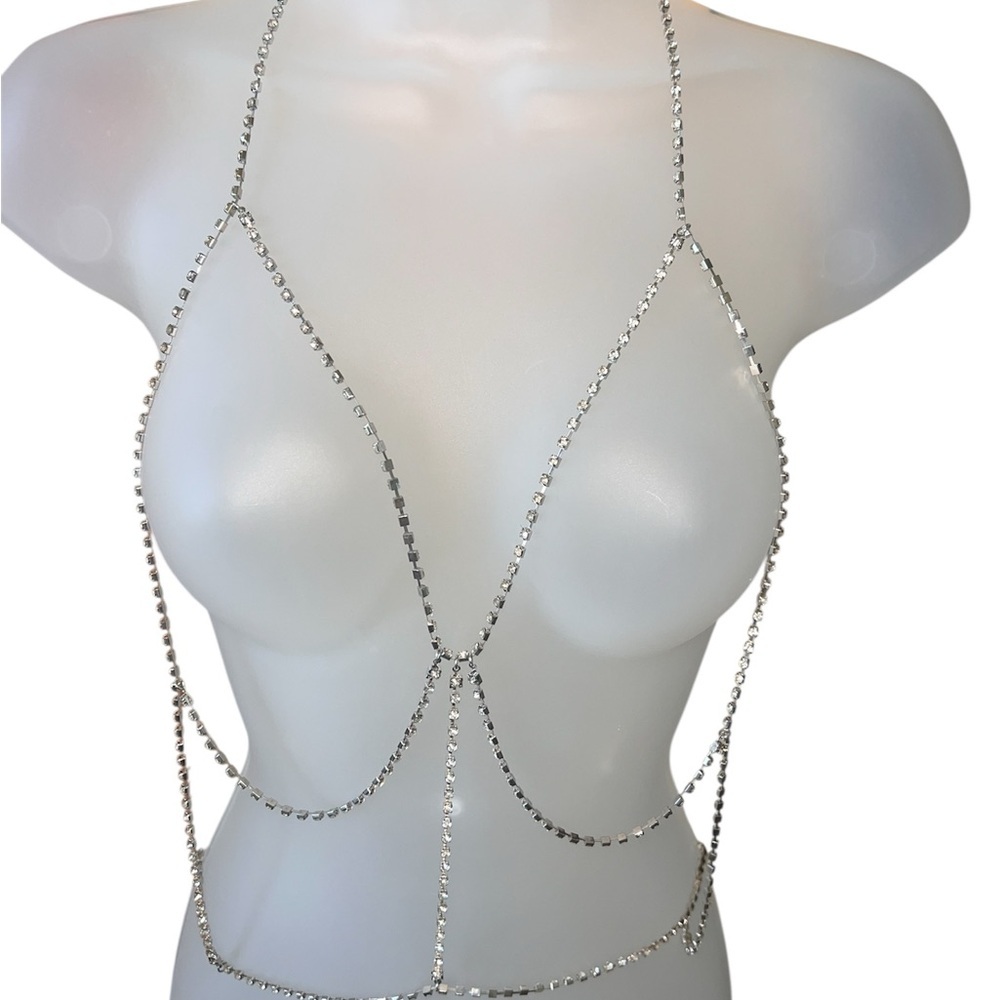 Silver Rhinestone Body Chain